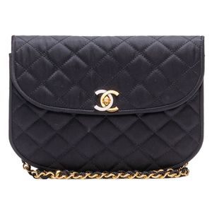 Matelasse Turnlock Chain  Satin Black Mini